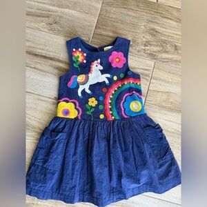 Colorful Unicorn Embroidered Kids Dress